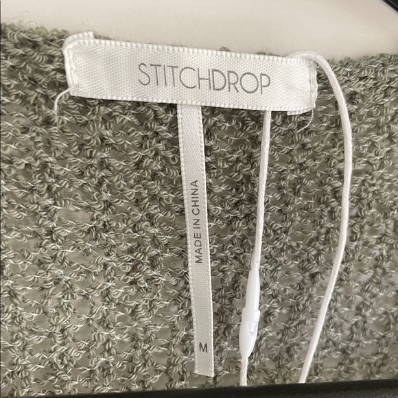 NWT Stitch Drop Long Sleeve Green-Gray Loose Knit Open-Front Sweater M - Picture 2 of 10